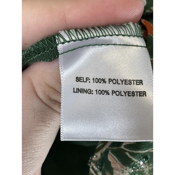 Rose + Olive Blouse Womens Large Green Paisley V-Neck Long Sleeve Lined‎ Boho - Picture 8 of 9